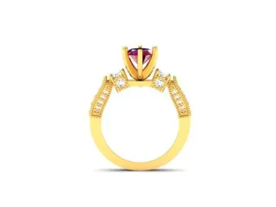 Solitaire Wedding Engagement Ring 3D print model 9