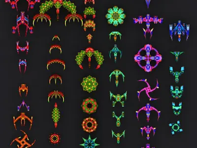 3DRT - Aliens Fleet Extreme Low-poly 3D model