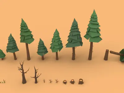Survival Pack - Low Poly Stylized Forest Environment Low-poly 3D model