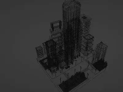 Isometric Megalopolis Low-poly 3D model