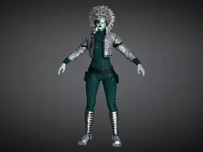 AAA Cyber Punk Female Character 05 Low-poly 3D model