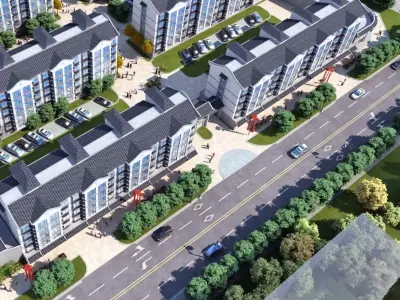 Modern Mid-Rise Residential Community 3D model