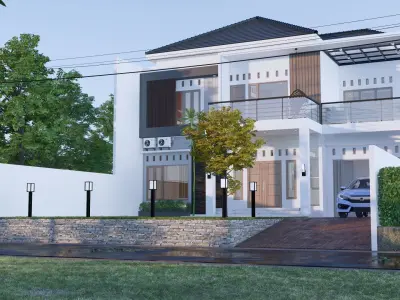 Minimalist House 2 Floors full furniture and interior 3D model