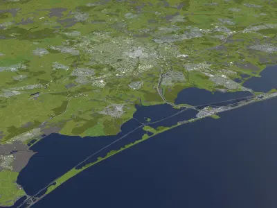 Montpellier France 50x50km 3D City Map 3D model