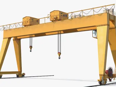  DGCRANE Heavy Duty Double Girder Gantry Crane Yellow Rigged 