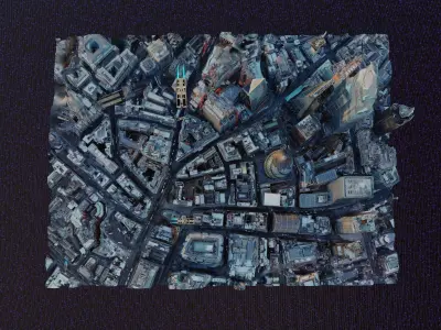 LONDON Cyber City night Low-poly 3D model Low-poly 3D model Low-poly 3D model