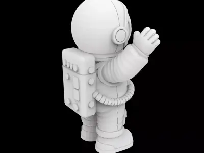 Cartoon Astronaut Waving 3D Print Model 3D print model