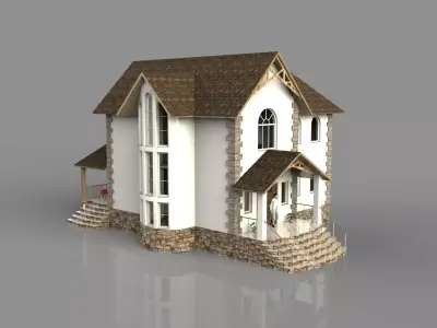 Modern house with interior 3D model