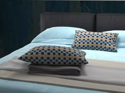 Elena bed with sheets and pillows 3D model