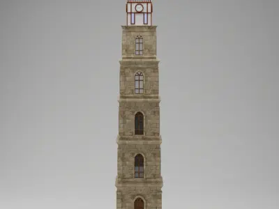 Ottoman Clock Tower  3D Model FBX  Tophane Inspired 3D model