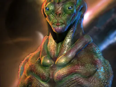 Volmar alien creature in space 3D model