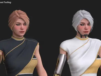 Cyber Girl R35 Pack Low-poly 3D model