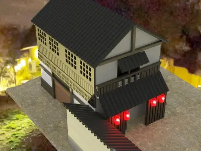 Japanese house Low-poly 3D model