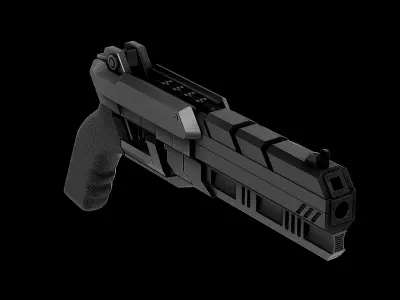 Futuristic Cyberpunk Plasma Handgun Low-poly 3D model