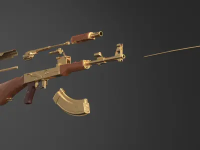  Assembling an AK 47 Gold Rigged Animated for Cinema 4D 