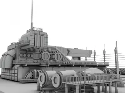 Heavy sci-fi cannon 3D model