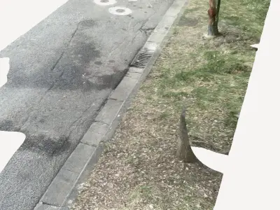 Piece of a ruined urban city street with small cracks  3D model