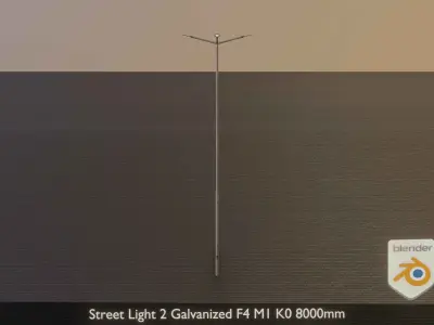 Street Light 2 Galvanized F4 M1 K0 8000mm Low-poly 3D model