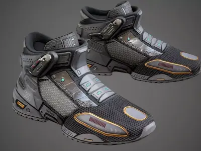 Sci-Fi Sneakers p03 Low-poly 3D model