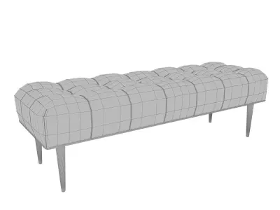 Modern Button Tufted Bench Upholstered in Pale Grey   3D model