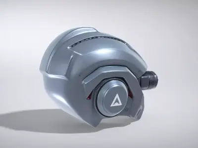 Futuristic Cyber Helmet Matte Graphite Low-poly 3D model