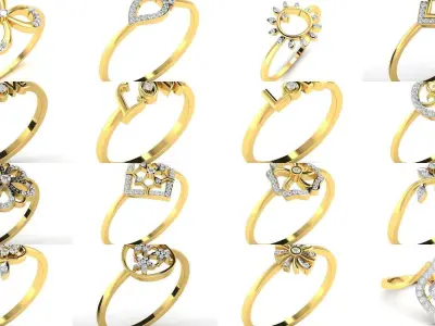 Diamond Rings Collection For Women 3d Print Model 3D Model Pack purchase