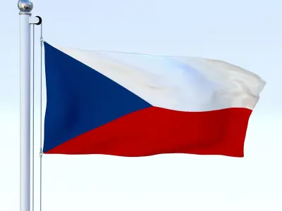 Animated Czech Republic Flag Low-poly 3D model