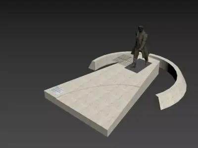 A bronze statue of Karen Demirchyan Low-poly 3D model