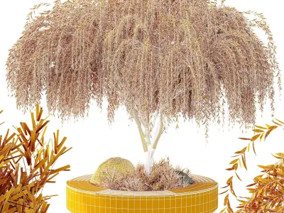 HQ Urban environment set of green plant benches 08 Free 3D model