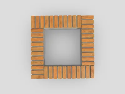 Square Bench Low-poly 3D model