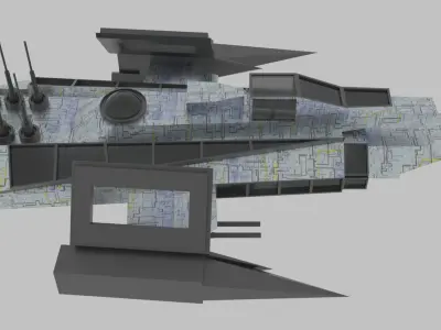  Es - 500 Spaceship  Low-poly 3D model