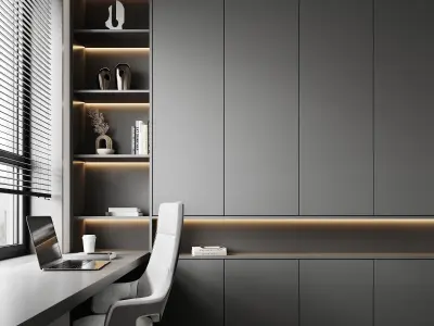 AR-22081 Gray House - Workingroom 3D Scene 3D model