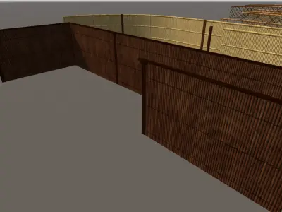 Bamboo japanese fence Low-poly 3D model