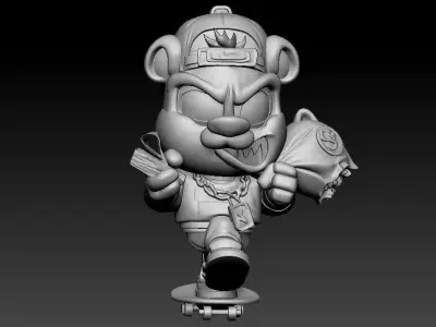 Money Bear Hip Hop Pendant Street Style Cartoon Bear Jewelry 3D print model