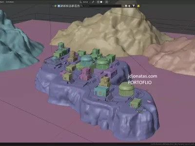 Ancient Cliffside City 3D model