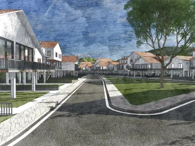 Housing Society Development Design along beach 3D model