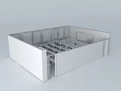 Classroom glass fronted office with lighting Free 3D model
