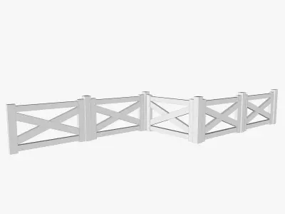 Wooden Fence Low-poly 3D model 4