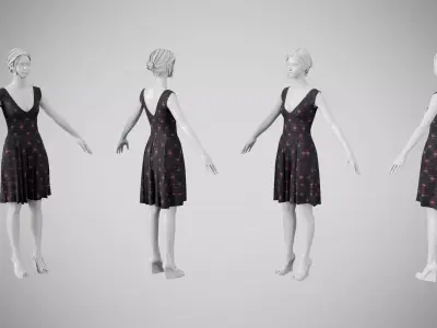 Dress 21 Light Burst Static Low-poly 3D model