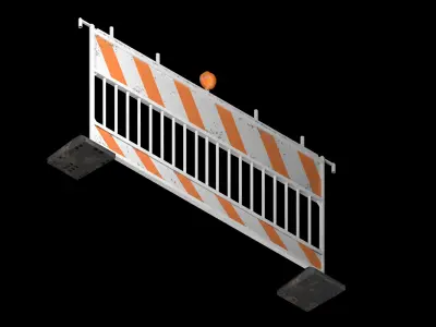 roadblock construction barrier Low-poly 3D model