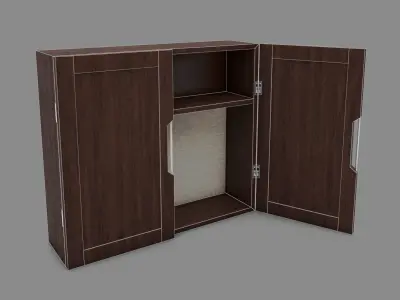 Cupboard wooden cabinet with two doors 3D model