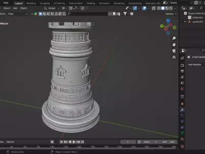 Medieval Japanese Rook Chess Piece 3D print model