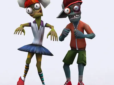 3DRT - Toonworld Zombie Family Low-poly 3D model