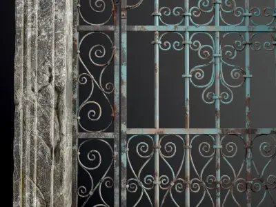 Medieval Forged Door for the garden Low-poly 3D model