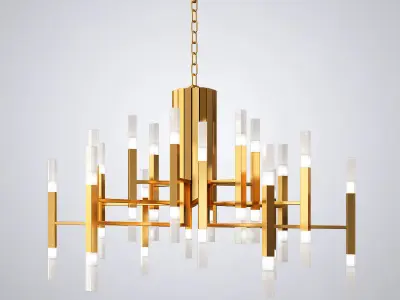 Gold and black chandelier creative tube lights 3D model