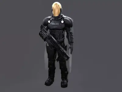 Futuristic Cyberpunk Police Enforcer 3D model