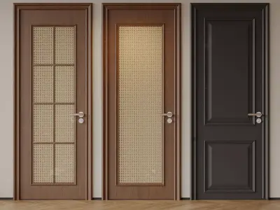Wooden-door Single-door Bedroom-door Glass-door Bathroom-door 3D model