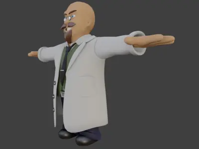 Cartoon Scientist Not Rigged 3D model