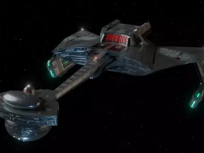 Klingon D-7 Battlecruiser Enhanced - Star Trek TOS Low-poly 3D model
