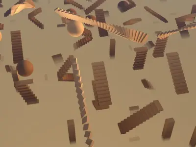 stairs landscape Low-poly 3D model